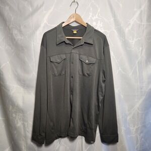 Eddie Bauer Travex Long Sleeve button Up Men's 2XL Gray Pockets Outdoors Hiking